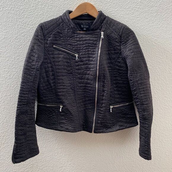 ii Sisters Moto Jacket Full Zip Black Color Size Large - Picture 1 of 4